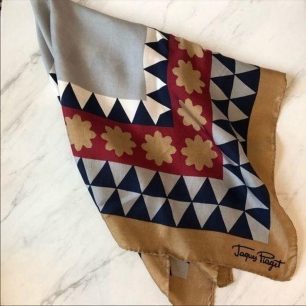 Vintage Jacques Piaget Scarf Geometric Print - Picture 3 of 4